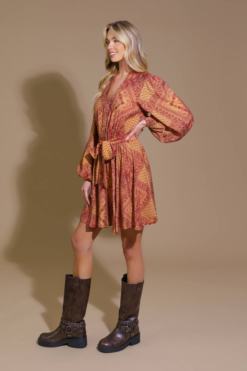 DEEPLY DELIGHTFUL WOVEN MINI DRESS Flying Tomato